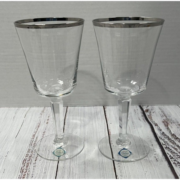 Lenox Other - 2 Vintage Lenox Solitaire Water Goblets Platinum Trim Fine Crystal USA Set